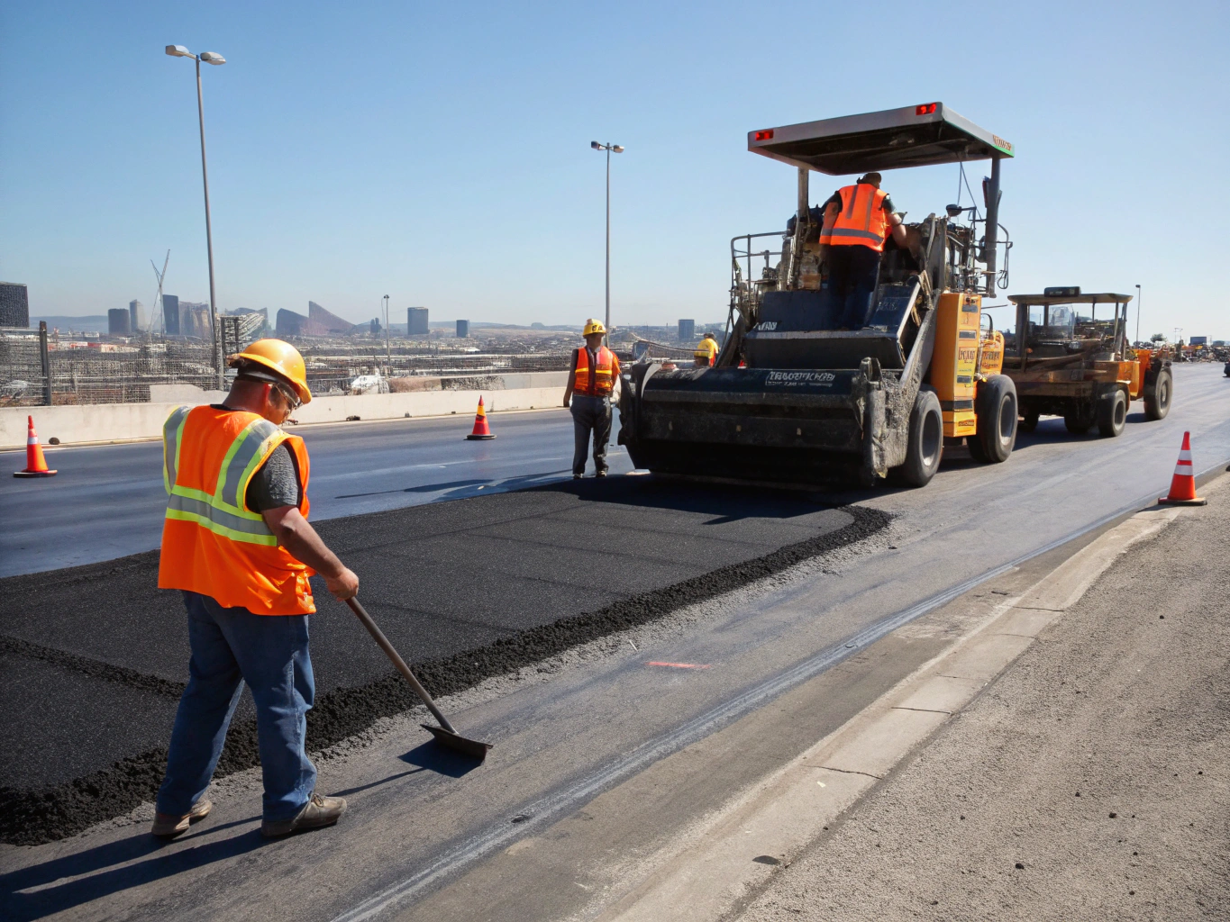 BlueWater Site Services crew performing asphalt paving on a Florida site